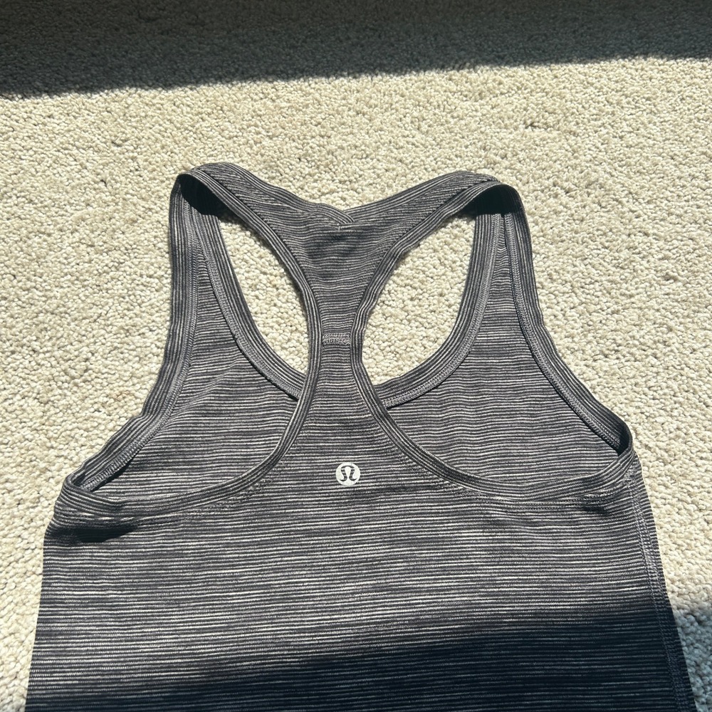 Lululemon Cool Racerback Tank Top Heathered Black Grey Yoga Gym Slim Fit
